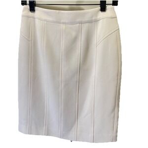 Ann Taylor Pencil Skirt Womens 0 Ivory Solid Business‎ Office Work Wool NWT
